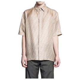 Fendi Camicia in seta a maniche corte AKEE Marrone