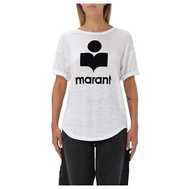 Isabel Marant Camiseta de lin com logótipo Branco
