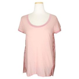 Moncler Rogipink Kurzarm-Top mit Raffung hinten Pink