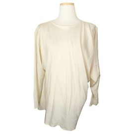 Lanvin Beige Seidenoberteil mit asymmetrischem Schnitt und langen Ärmeln Braun