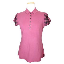 Burberry T-Shirt mit rosa Karomuster-Ärmeln Brid Pink