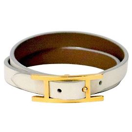 Hermès Pulsera Bihapi de doble correa Castaño