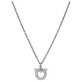 Salvatore Ferragamo Collana in Argento Cubic Gancini Argento