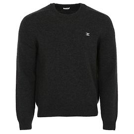 Céline Dreifarbiger bestickter Woll-Kaschmir-Pullover Schwarz