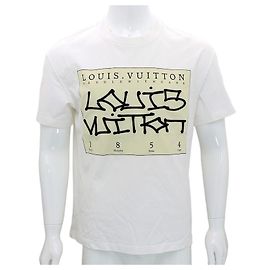 Louis Vuitton Camiseta con estampado de firma Blanco
