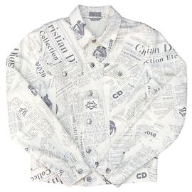 Dior Newspaper Print Denim Jacket White