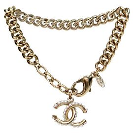 Chanel Pearl CC Gold Bracelet Golden