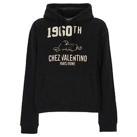 Valentino Shell Logo Print Hoodie Black