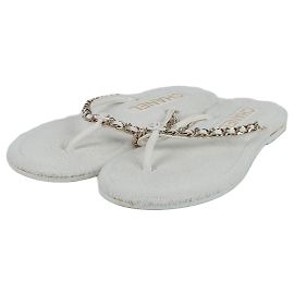 Chanel Ketten-Flip-Flop-Sandalen Größe Weiß