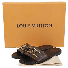 Louis Vuitton Mule Pantofole Lock It Flat Taglia Marrone