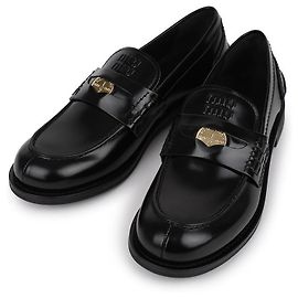 Miu Miu Mocassins en cuir brossé Noir