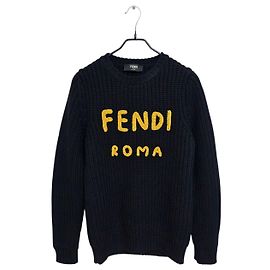 Fendi Strick mit Roma-Schriftzug Schwarz