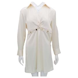 Sandro Robe Mini à Col Satiné Blanc