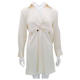 Sandro Vestido Mini com Gola de Cetim Branco