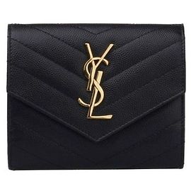 Saint Laurent Monogram Wallet With Compartments In Black Black