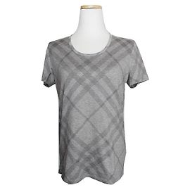 Burberry Camiseta de algodão cinza xadrez Marrom