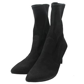 Schwarze Wildleder-Mid-Stiefel von Stuart Weitzman Schwarz