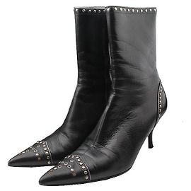 Prada Black Studded Mid Boots Black