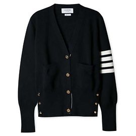 Thom Browne Milano V-Ausschnitt Cardigan in Marineblau Blau