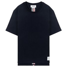 Thom Browne Kurzarm-T-Shirt mit Signature-Streifen in Marineblau Blau