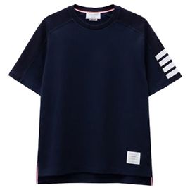 Thom Browne T-shirt à manches courtes bleu marine avec logo diagonal : Bleu