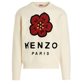 Kenzo Flower Logo Wool Knit Ivory White