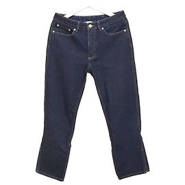 Burberry Calças de denim cropped com decoração dourada Dourado
