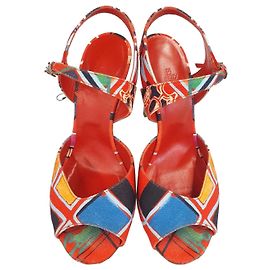 Hermès Multicolor Fabric Open Toe Slingback Multiple colors