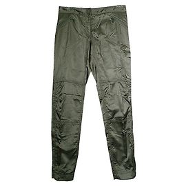 Prada Khaki Green Satin Cargo Pants Green