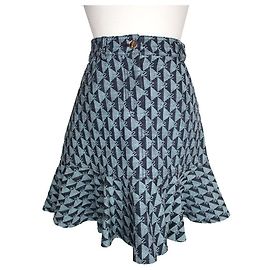 Sandro Blaue Jacquard-Rüschenshorts Blau