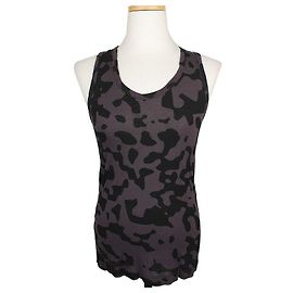 Chloé Top senza maniche in camouflage nero e grigio XS Nero