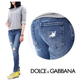 Dolce & Gabbana Pantalones de denim de algodón Azul