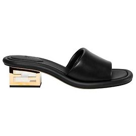 Fendi Baguette Napa Leather Slide Black