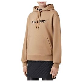 Burberry Moletom com capuz de algodão com logo Marrom