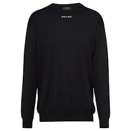 Prada Cashmere-Strick mit Logo Schwarz