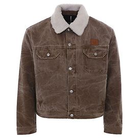Denimjacke mit Acne Face-Logo Braun