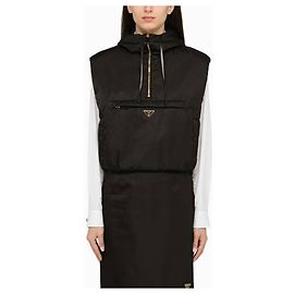 Prada Chaleco con capucha de Re-Nylon Negro