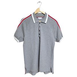 Thom Browne Polo a maniche corte con strisce laterali Marrone
