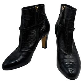 Chanel Botines para mujer con logo CC Negro
