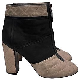 Chanel Quilted Women's Ankle Boot Heel Brown