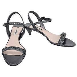 Sandali glitter Miu Miu Marrone