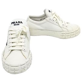 Baskets en Gabardine Re-Nylon Prada Blanc