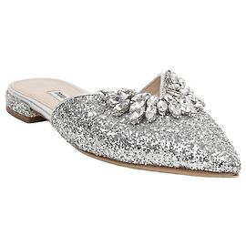 Miu Miu Kristall Glitter Mule Silber