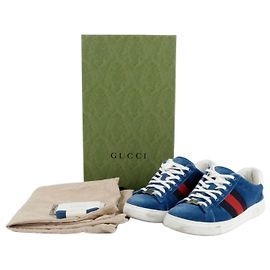 Gucci Baskets Ace Web Bleu