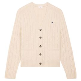 Céline Kabelstrick Triumph Cardigan aus Kaschmir in Creme Weiß