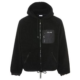 Céline Logo Embroidered Fleece Jacket Red