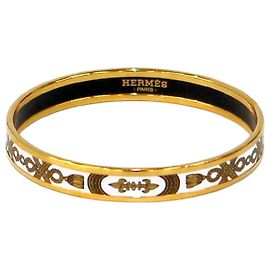 Hermès Pulsera de bangle de esmalte marfil Blanco