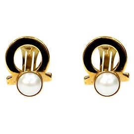 Salvatore Ferragamo Boucles d'oreilles en or Gancini perle Ferragamo Doré