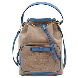 Prada Borsa a secchiello in jacquard marrone Marrone