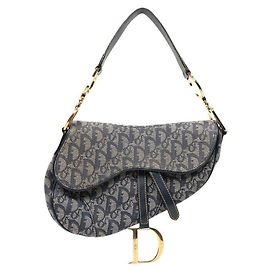 Bolsa Dior Oblique Saddle Azul Marinho em Tecido Azul